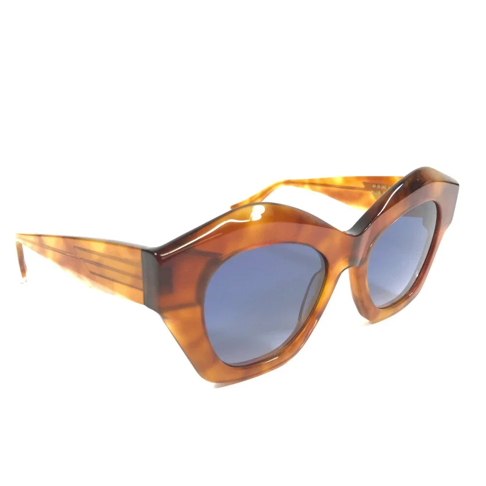 Gigi Studios Sunglasses BILLIE 6755/0 Brown Cat Eye Frames Blue Gradient Lenses